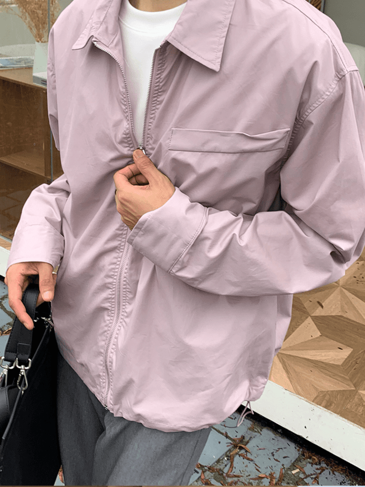 [JH HOMME] drawstring fake pocket design zipper na1122