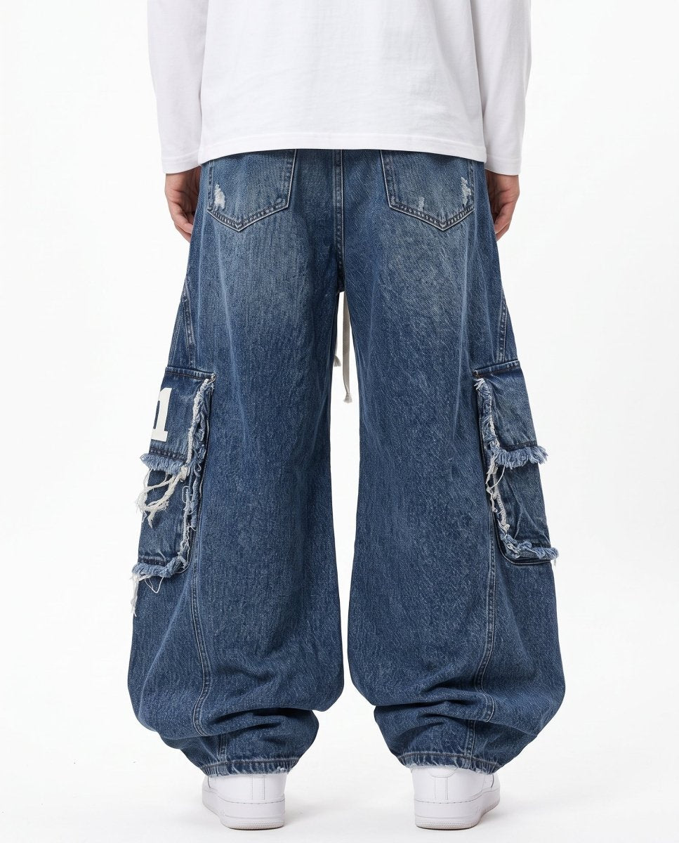 Distressed Cargo Jeans na3220