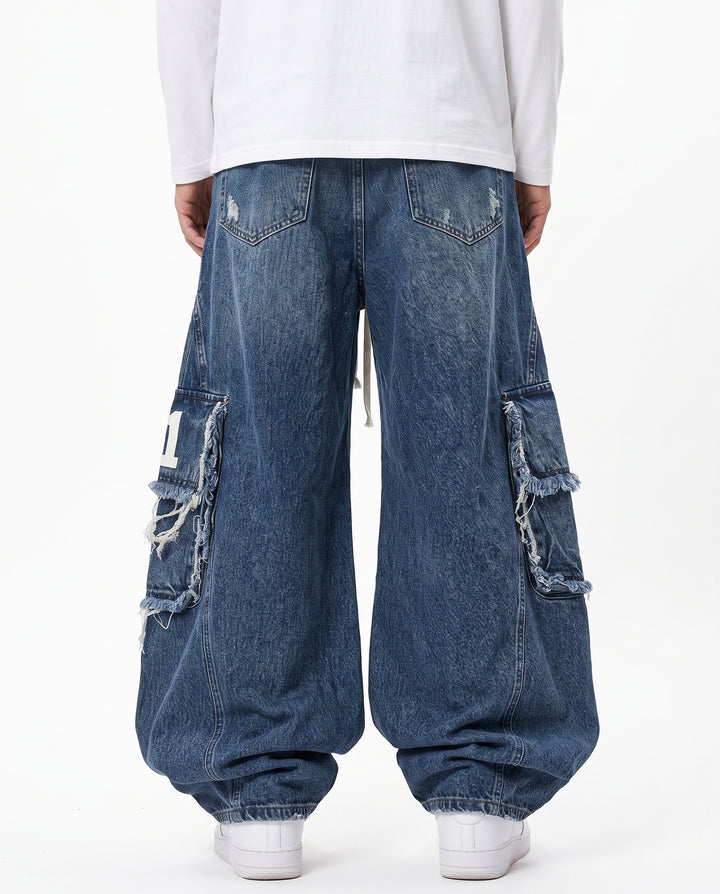 Distressed Cargo Jeans na3220