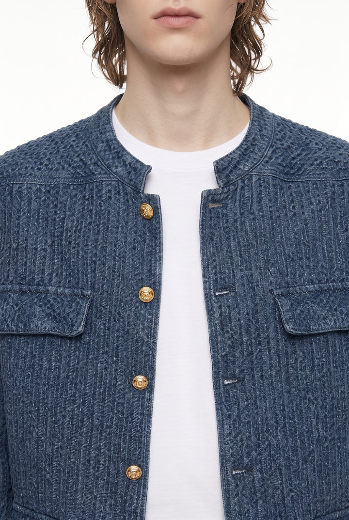 Collarless Denim Jacket na2801