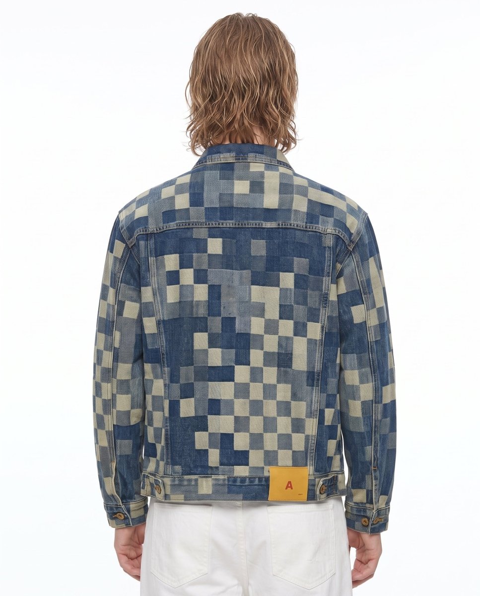 Checkered Denim Jacket na3052