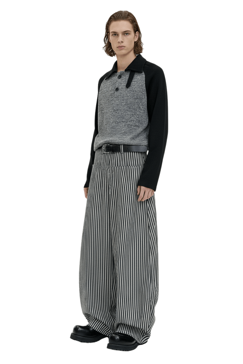 Monochrome Stripe Oversized Pants na2407