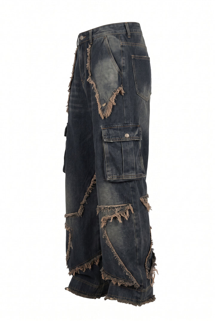 Fringed Cargo Jeans na2795