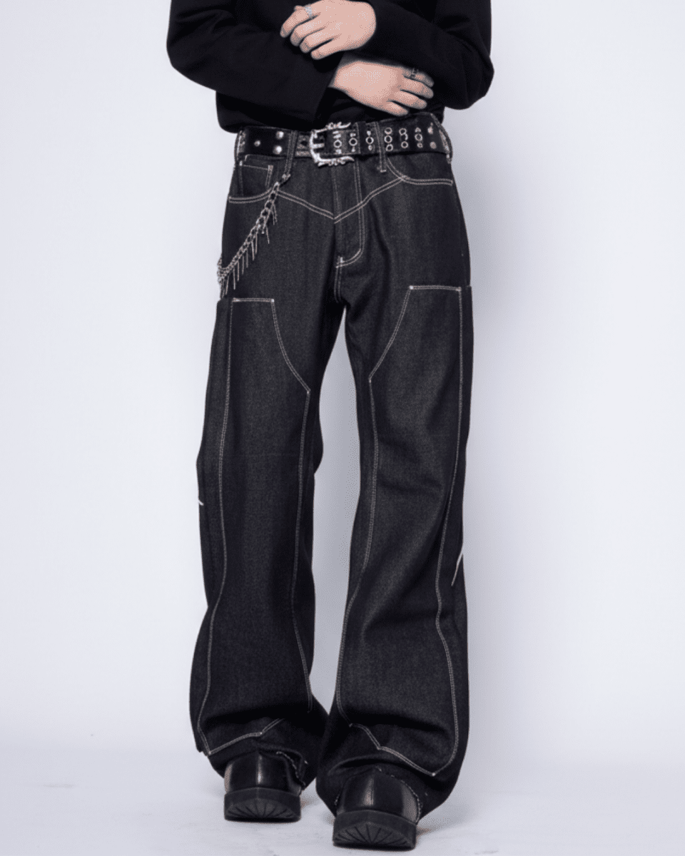 Embroidered Flare Denim Pants na2331