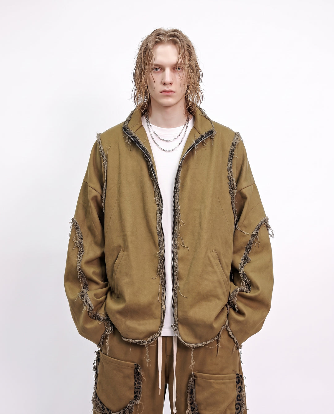 Distressed Zip Jacket na3224