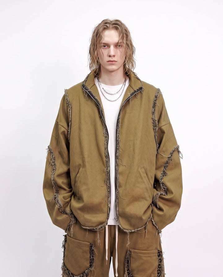 Distressed Zip Jacket na3224