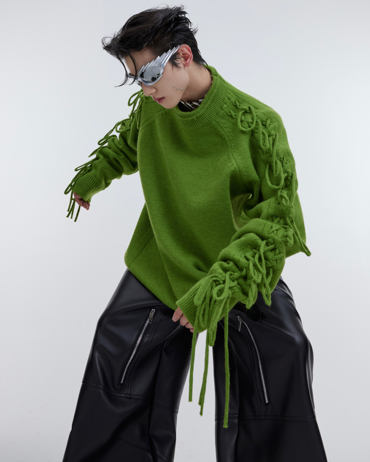 [ArguE CulturE] Fringe Arm Knit Sweater na2266