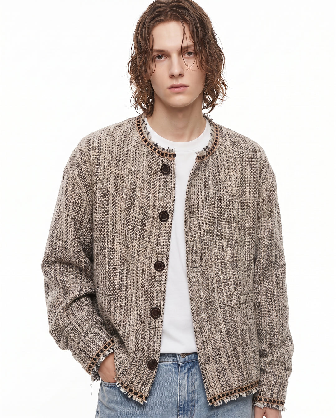 Fringe Tweed Jacket na3009