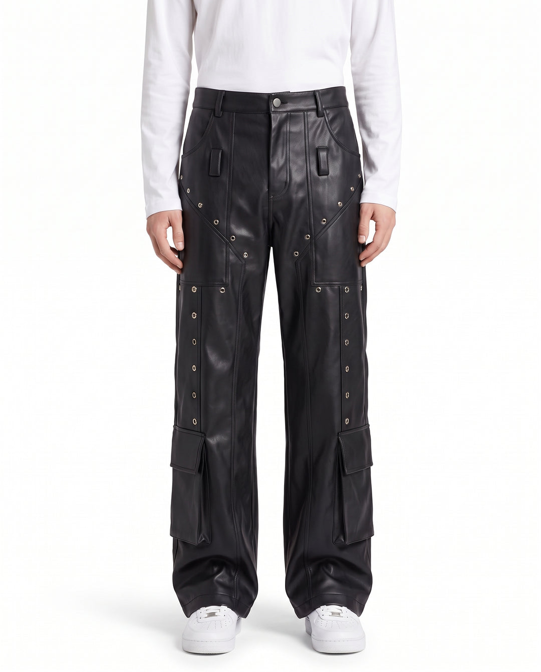 Leather Cargo Pants na3201