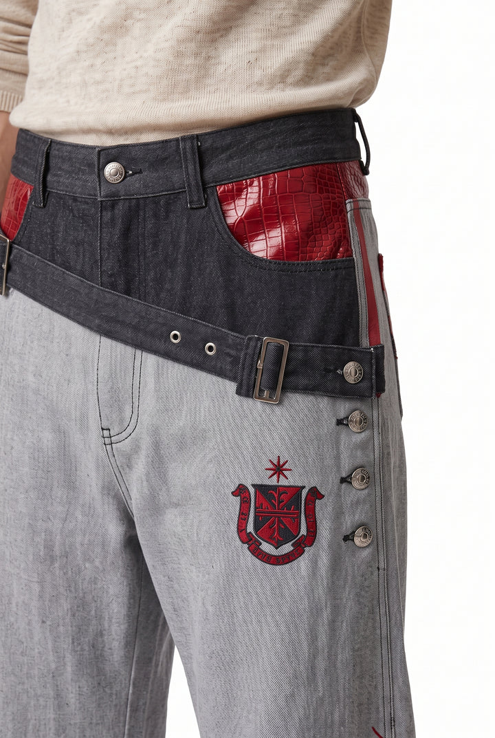 Patchwork Wide Jeans na2793