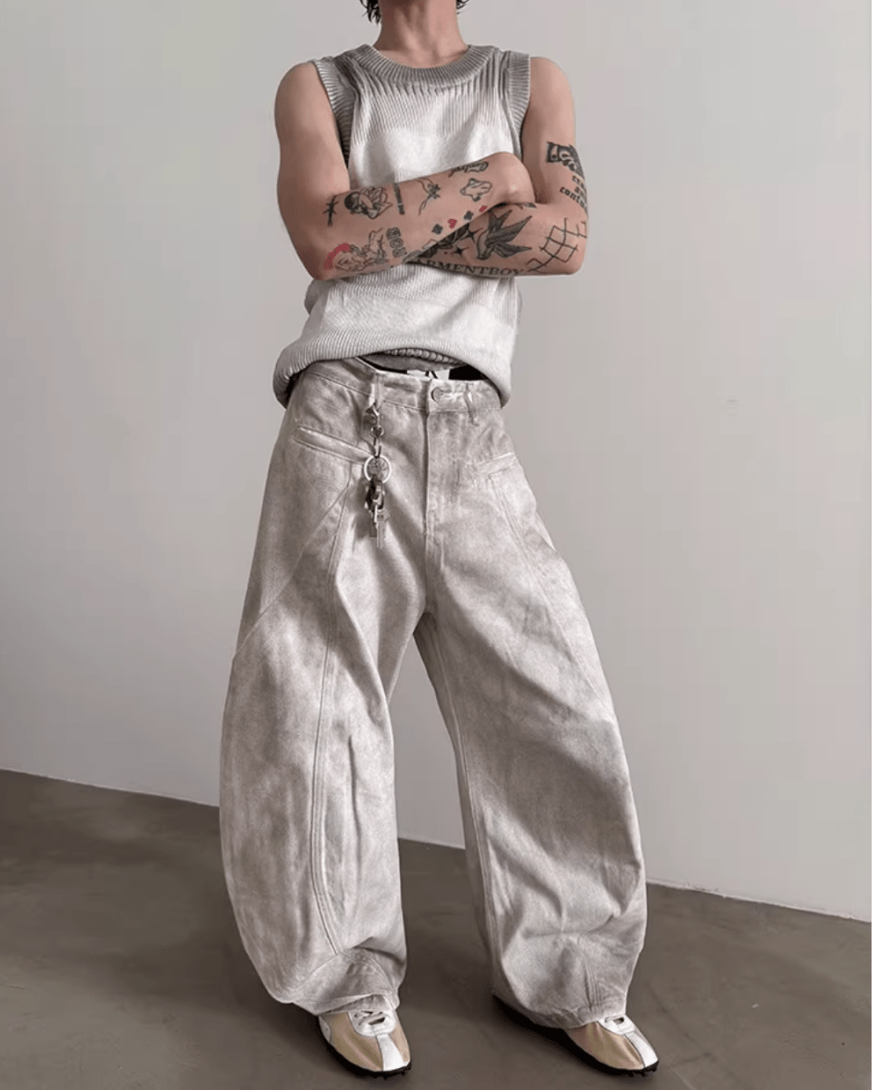 Heavyweight old-wash jeans na1980