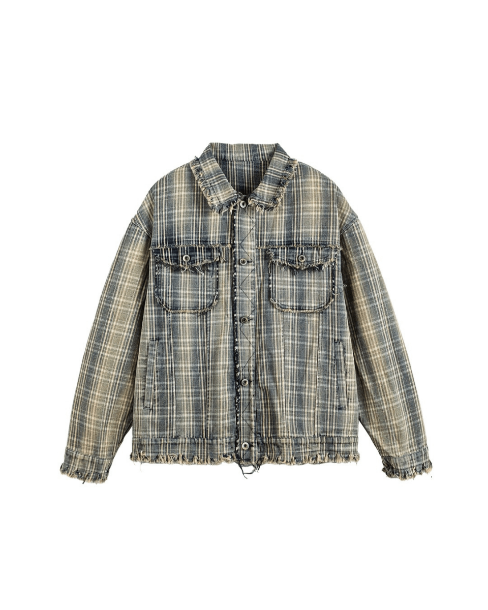 Nanostudio Fade Plaid Fringe Overshirt na2211