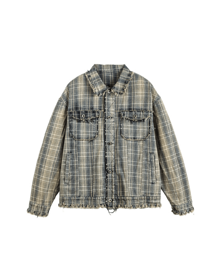 Nanostudio Fade Plaid Fringe Overshirt na2211