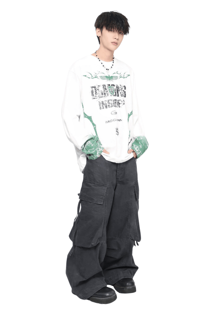 Oversized Graphic Long Sleeve Tee na2461