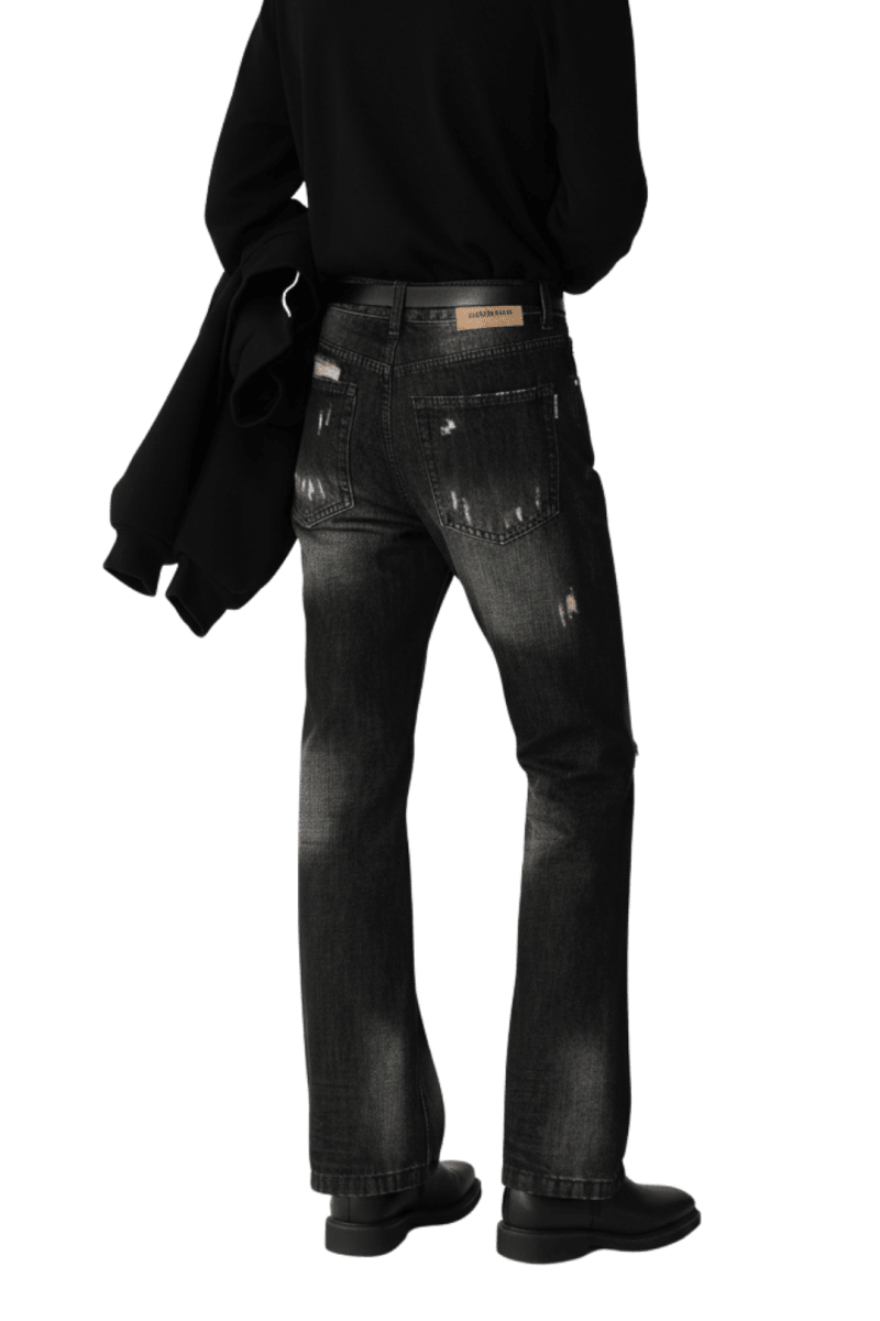 Grunge Wash Flare Jeans na2429