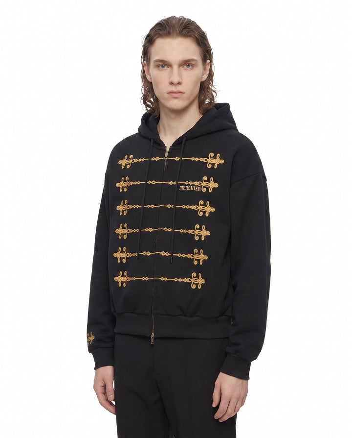 Embroidered Military Zip Hoodie na3084