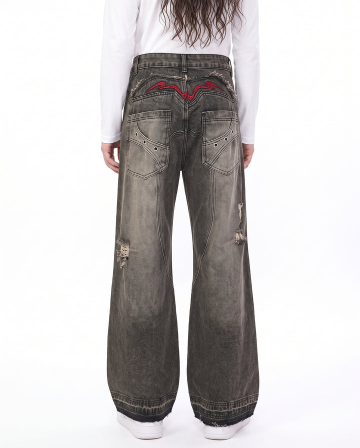 Distressed Flare Jeans na3148