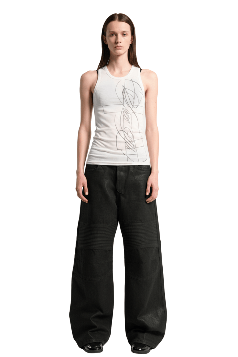 Abstract Line Wide-Leg Denim na2392