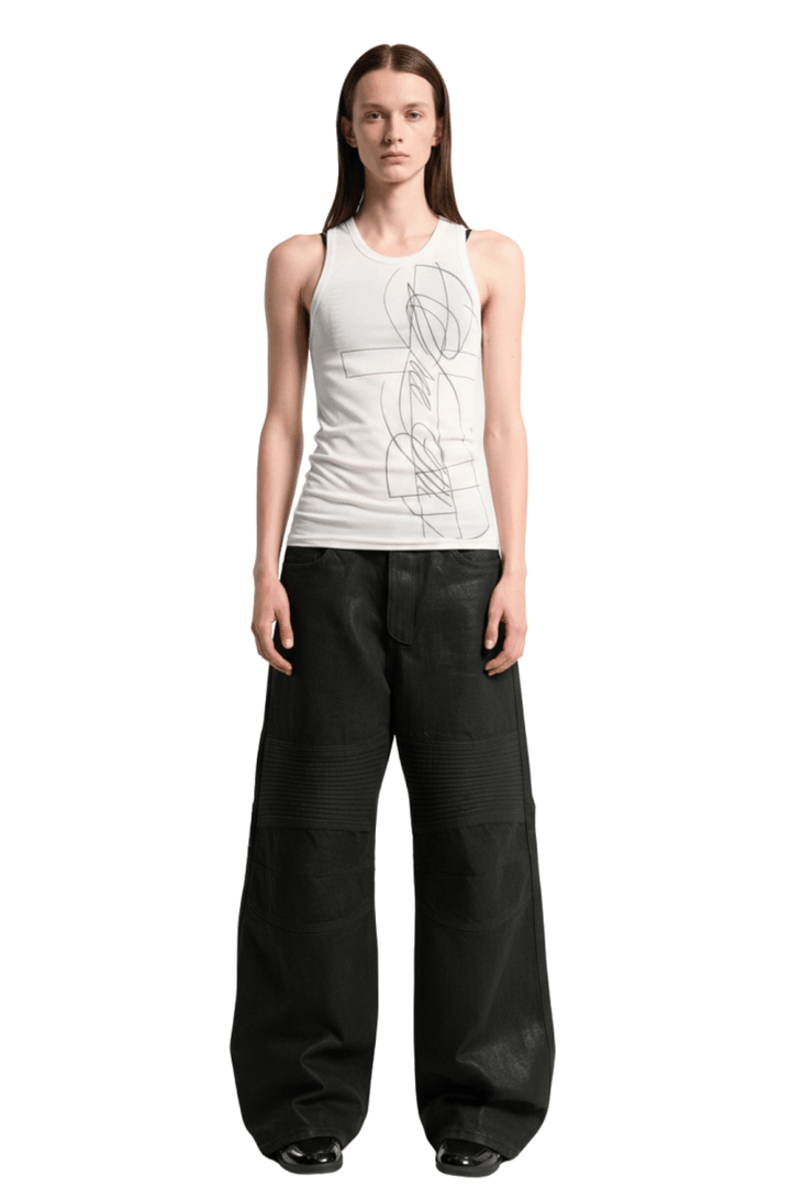 Abstract Line Wide-Leg Denim na2392