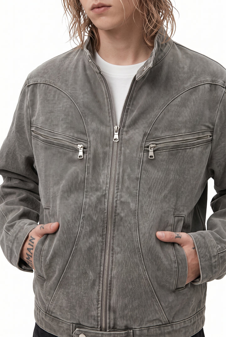 Washed Moto Jacket na2763