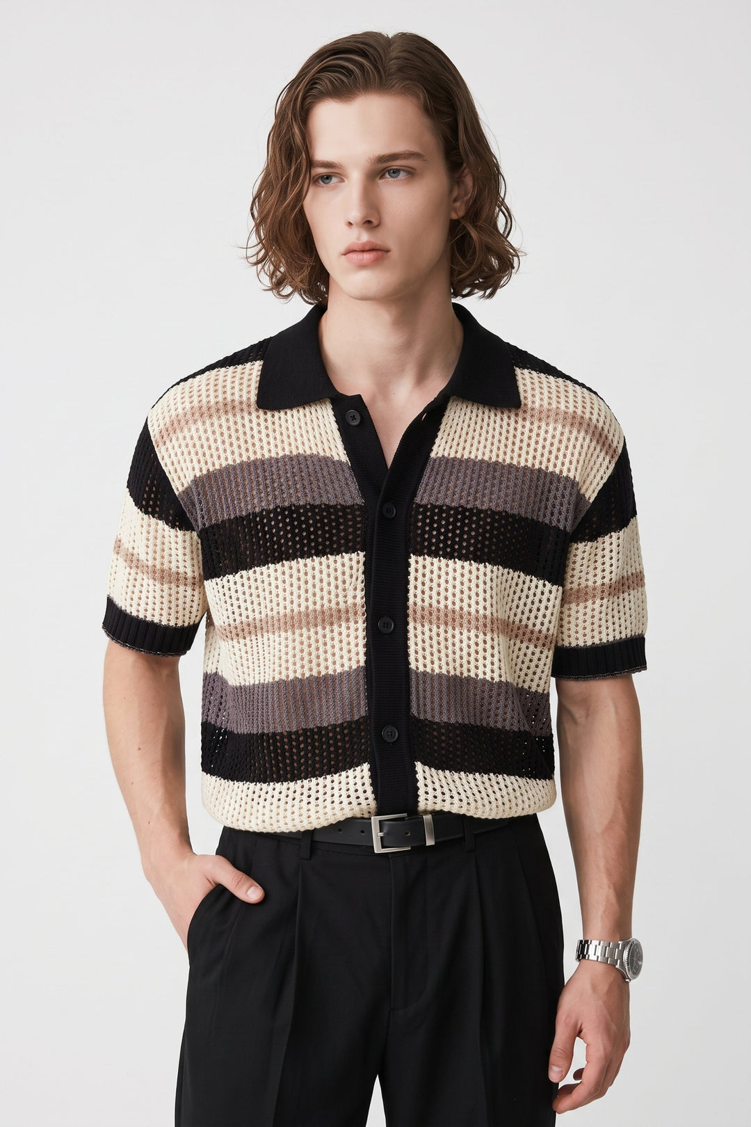 Striped Knit Polo na2678
