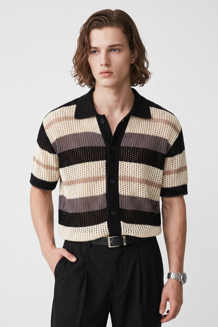 Striped Knit Polo na2678
