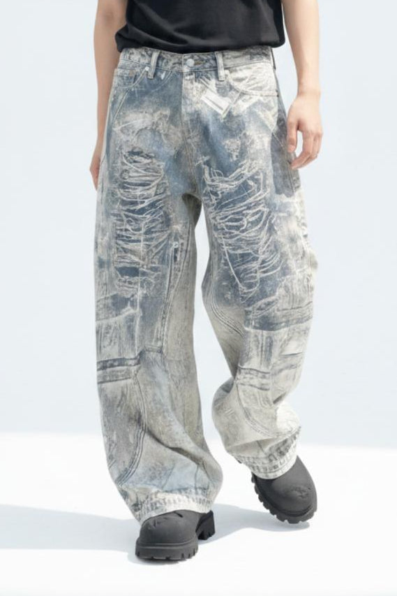Graphic Denim Pants  na2628