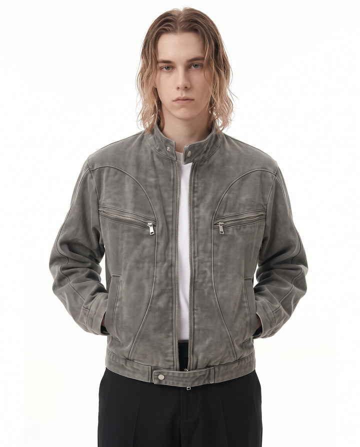 Washed Moto Jacket na2763