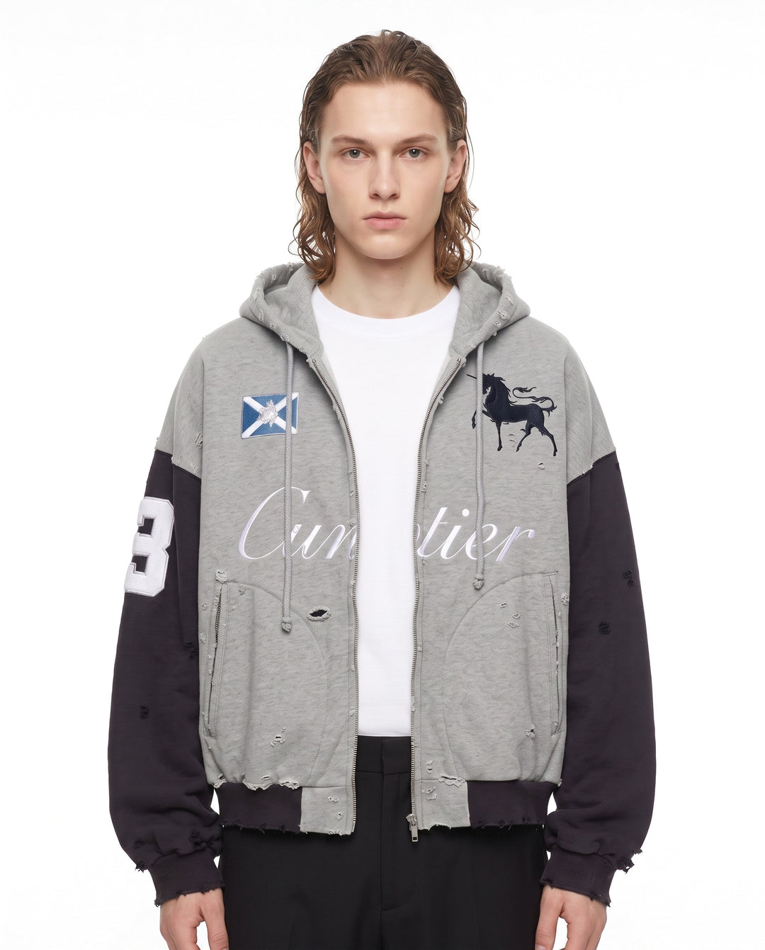 Distressed Zip Hoodie na2830