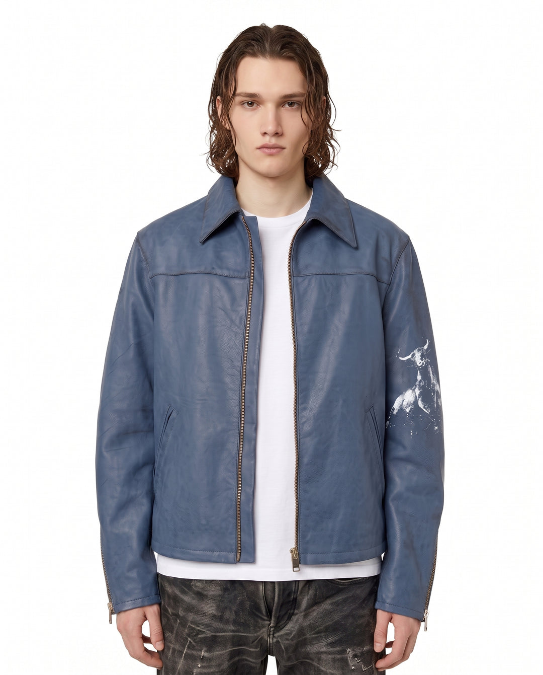 Graphic Leather Jacket na2833