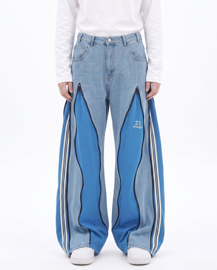 Patchwork Wide Jeans na2842
