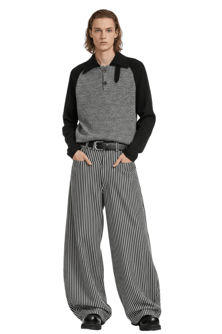 Monochrome Stripe Oversized Pants na2407