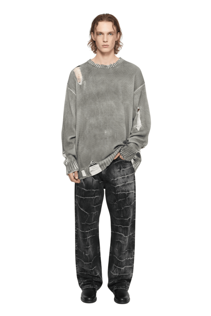 Grunge Damage Crewneck Knit  na2395