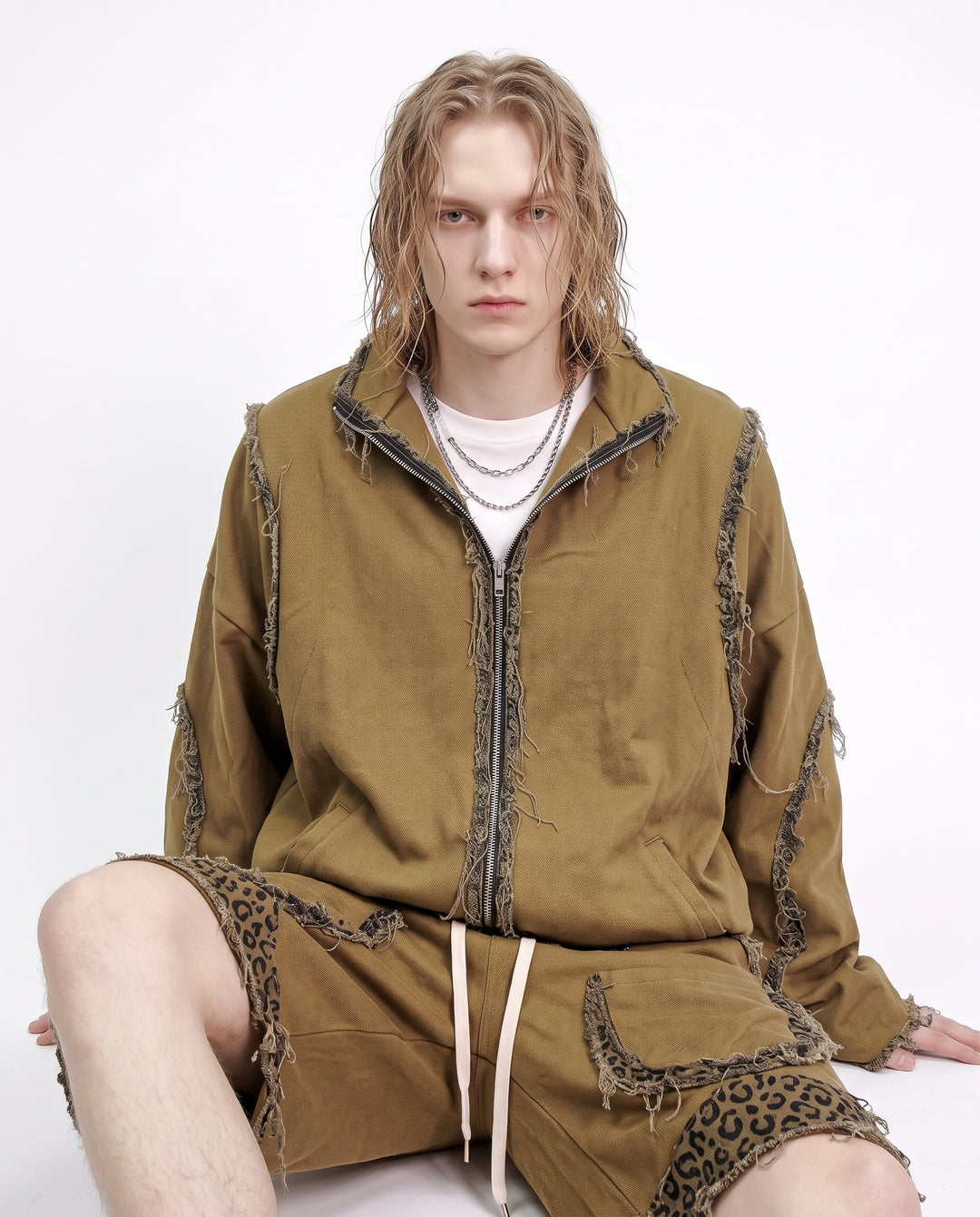 Distressed Zip Jacket na3224