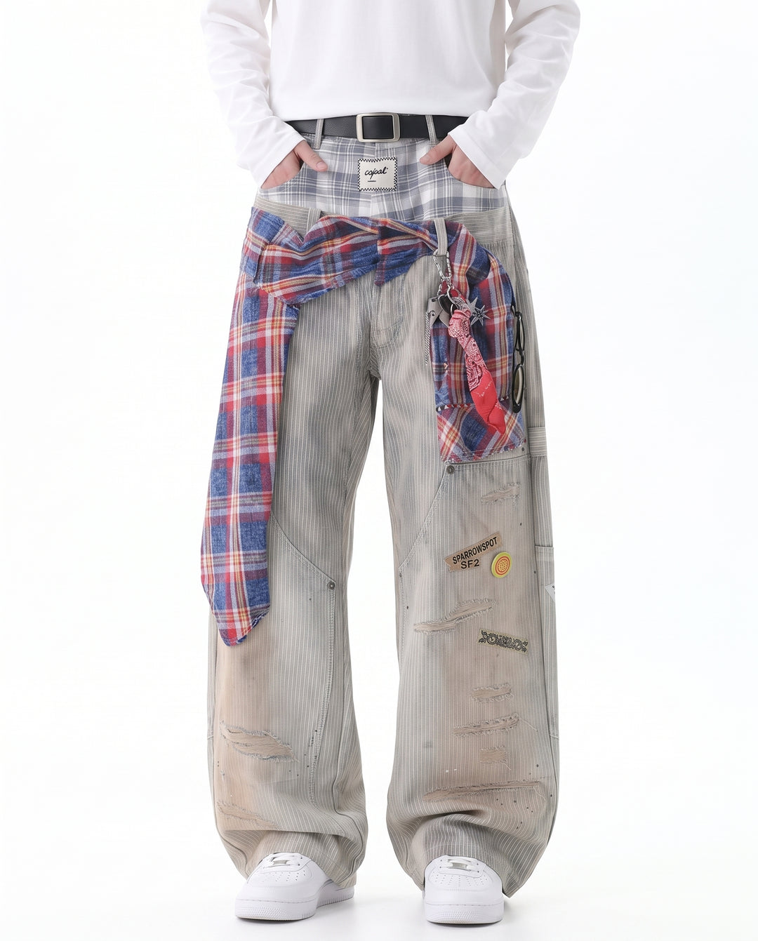 Patchwork Wide Pants na3056