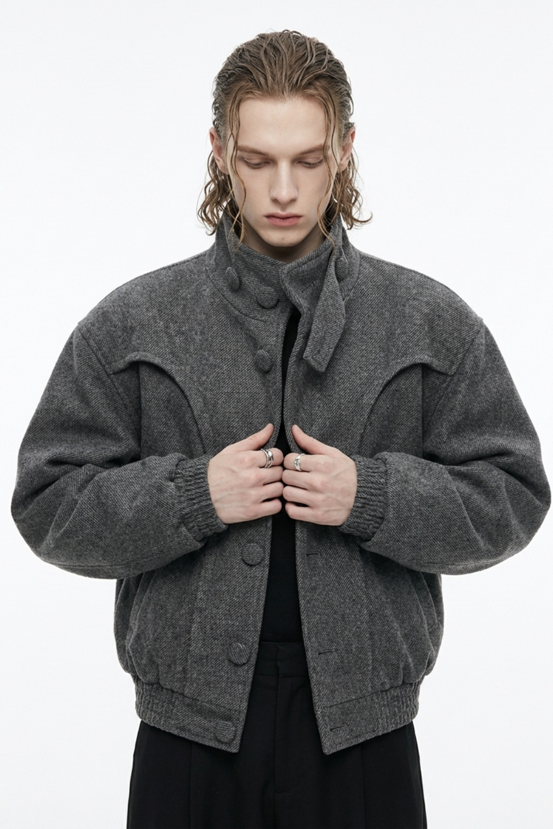 Tailored Stand Collar Short Jacket na2360 