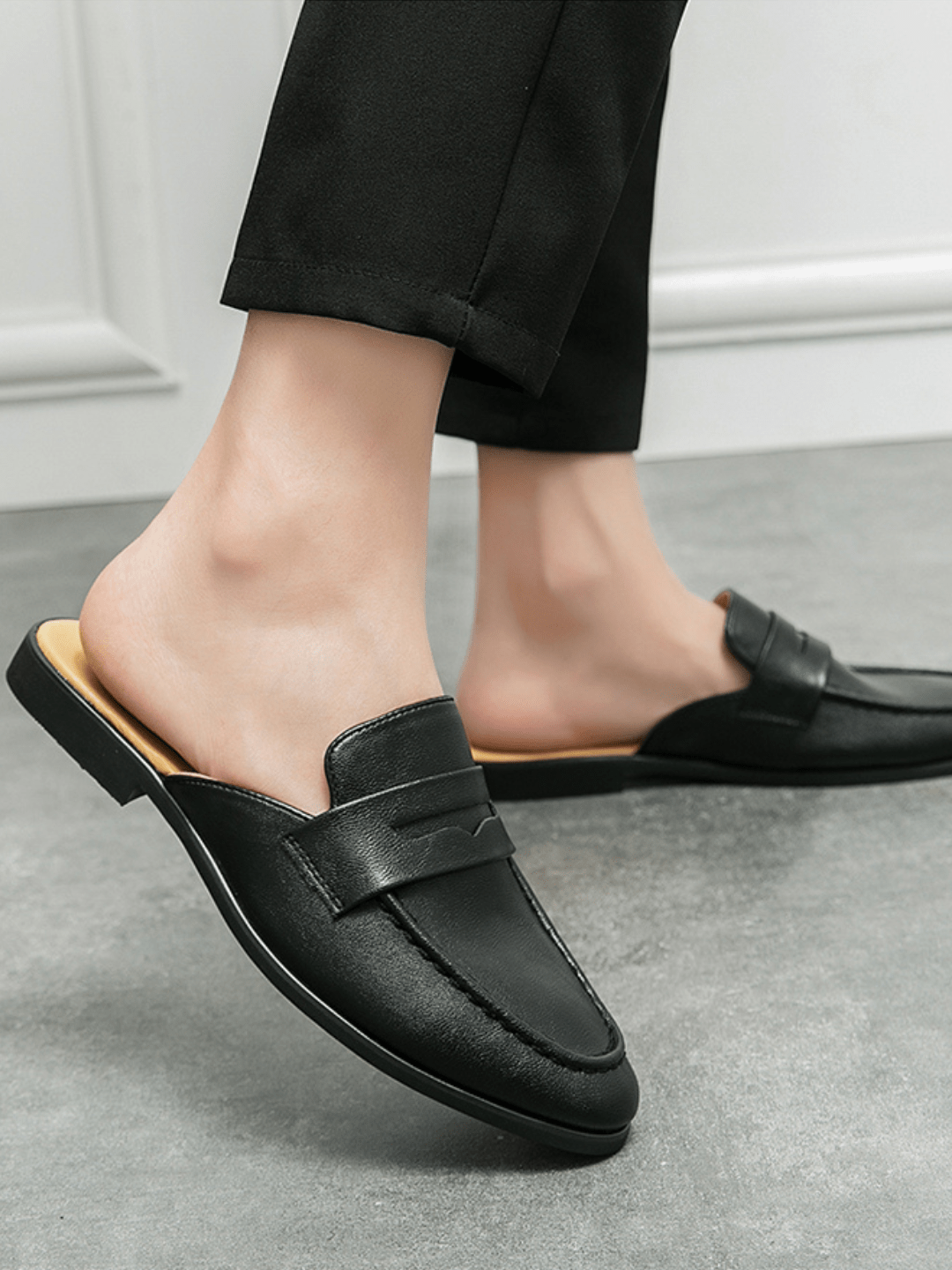 Backless Pointed-toe Leather Shoes na1135 