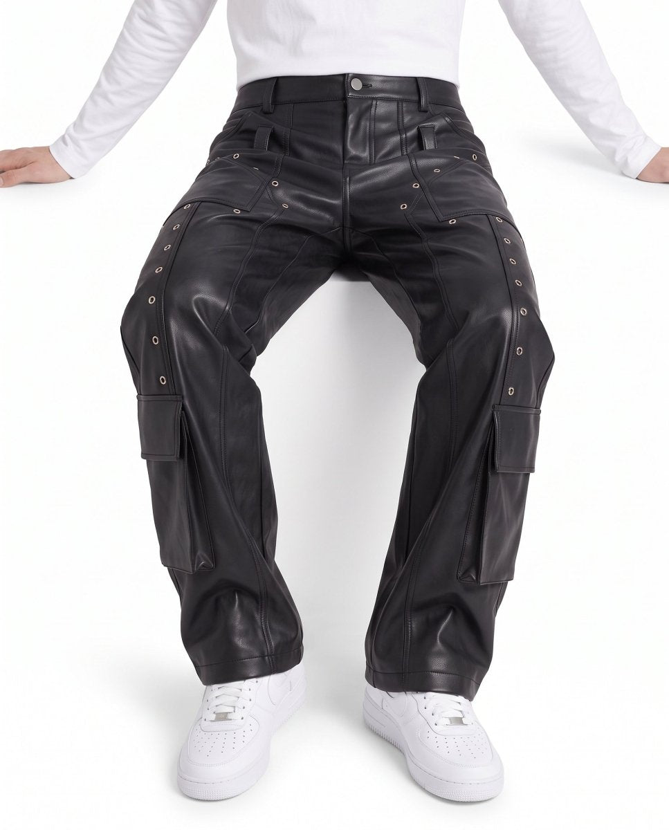 Leather Cargo Pants na3201