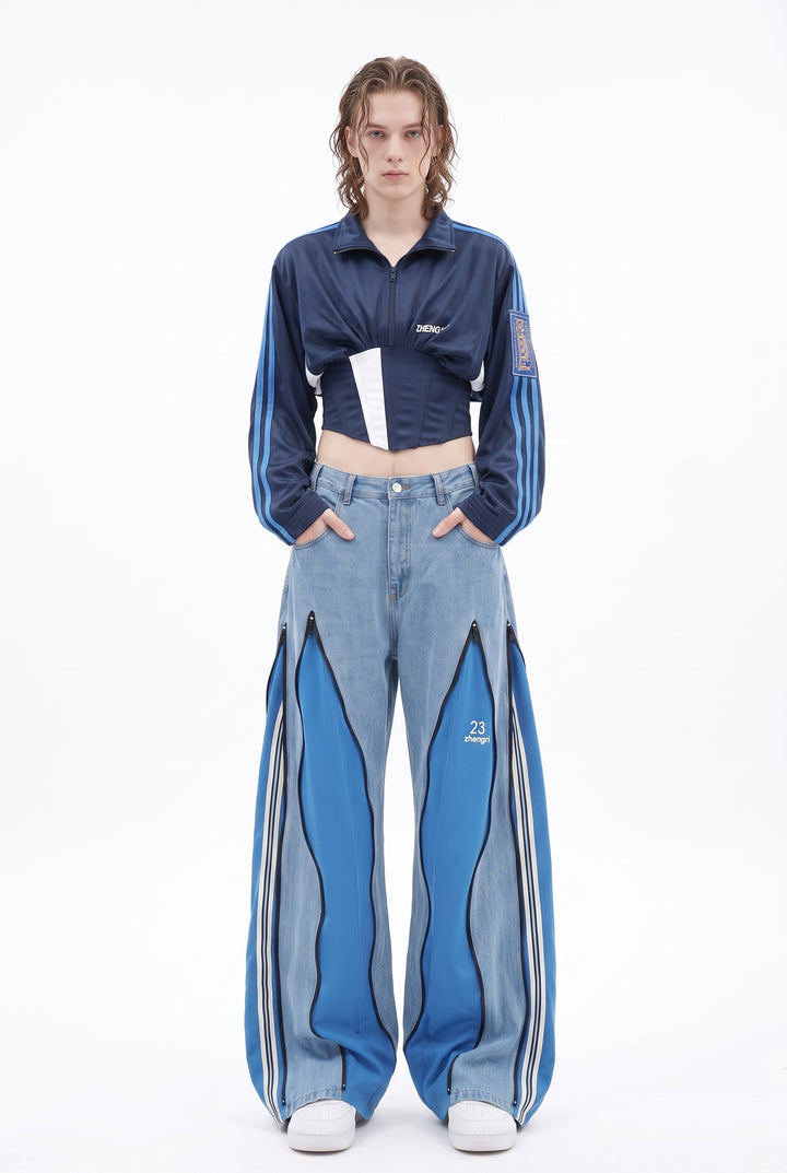 Patchwork Wide Jeans na2842