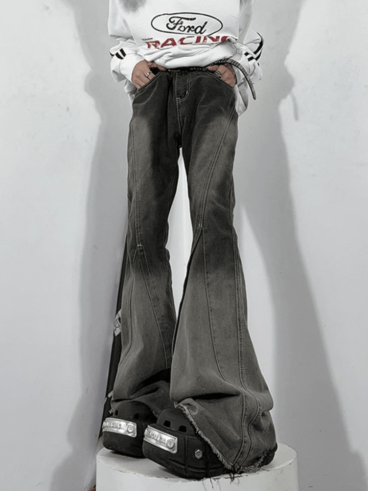 [76STREET] flare wide-legged jeans na996