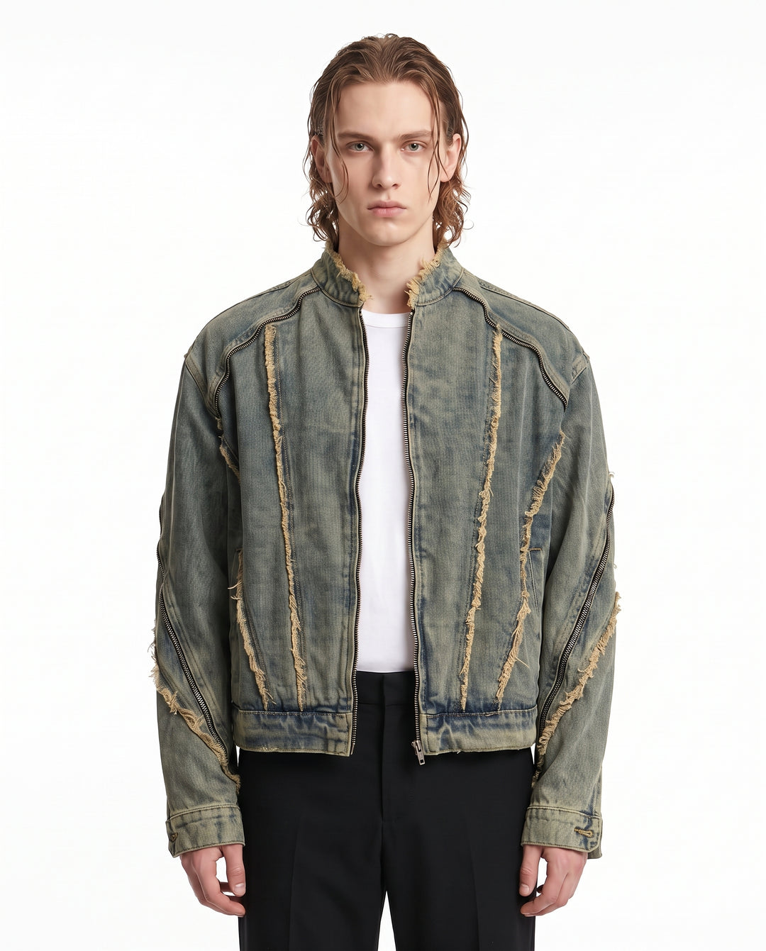 Distressed Denim Jacket na3197