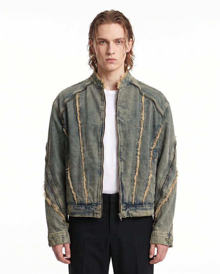 Distressed Denim Jacket na3197