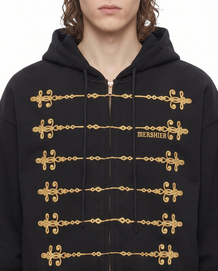 Embroidered Military Zip Hoodie na3084
