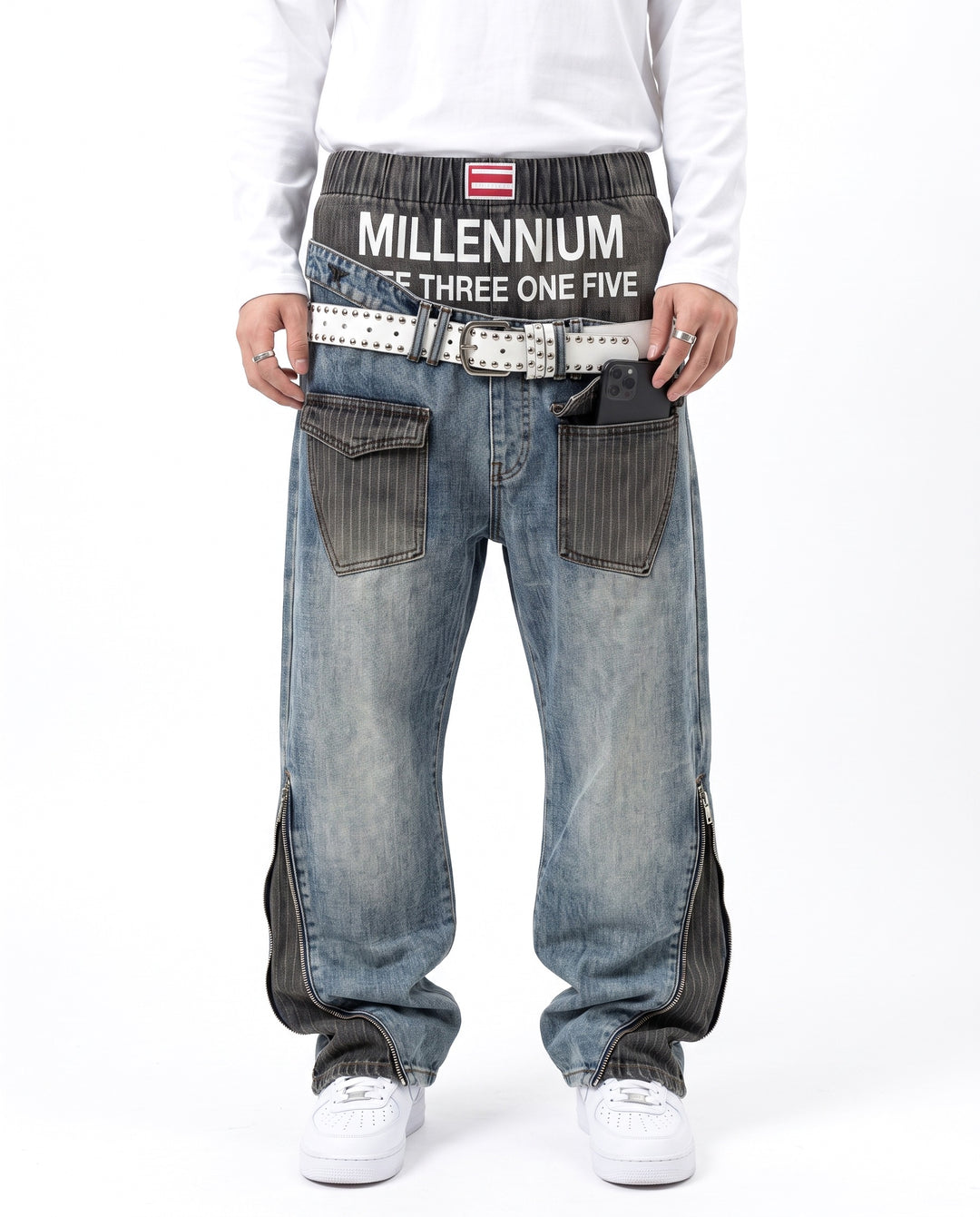 Layered Wide Jeans na3087