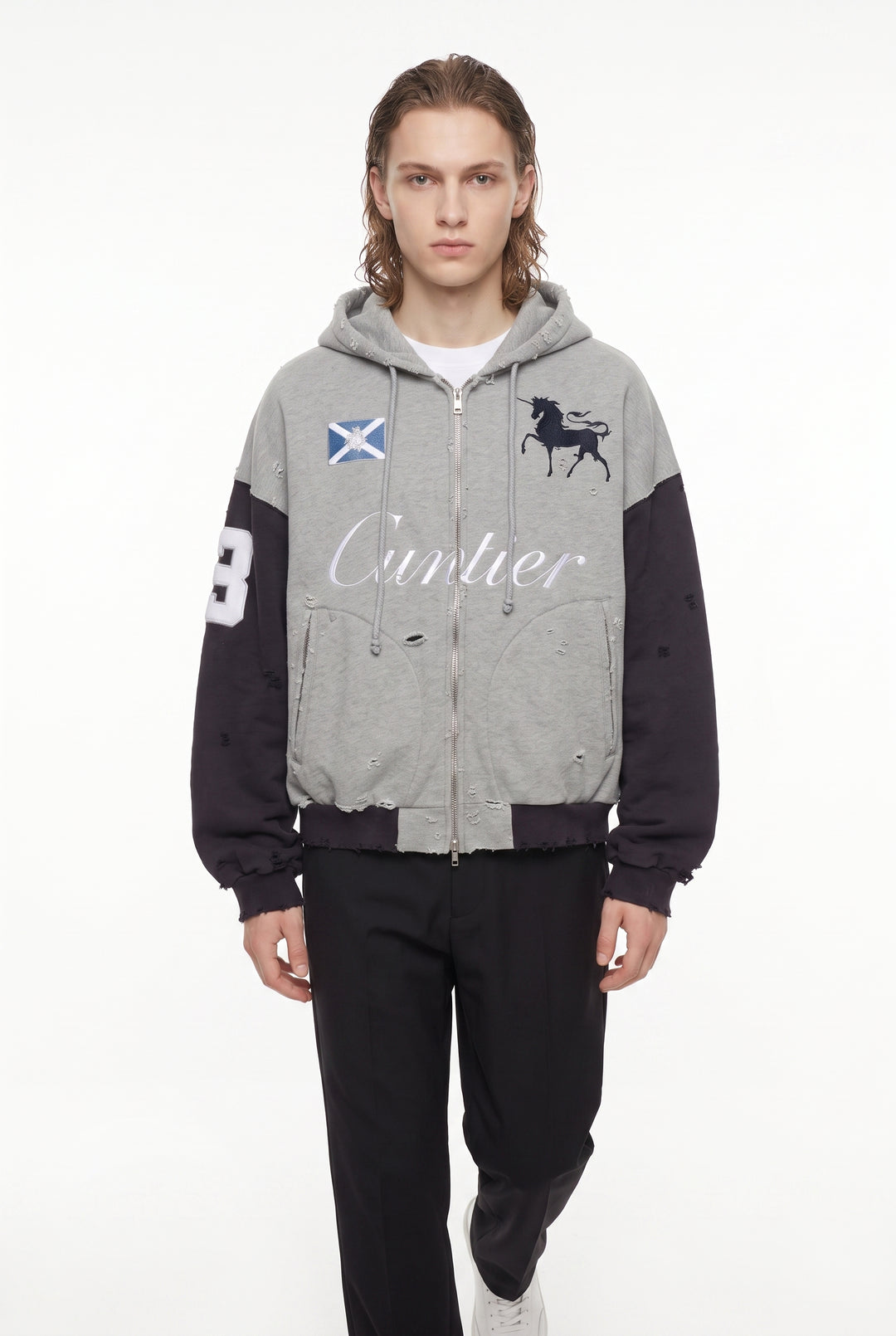 Distressed Zip Hoodie na2830