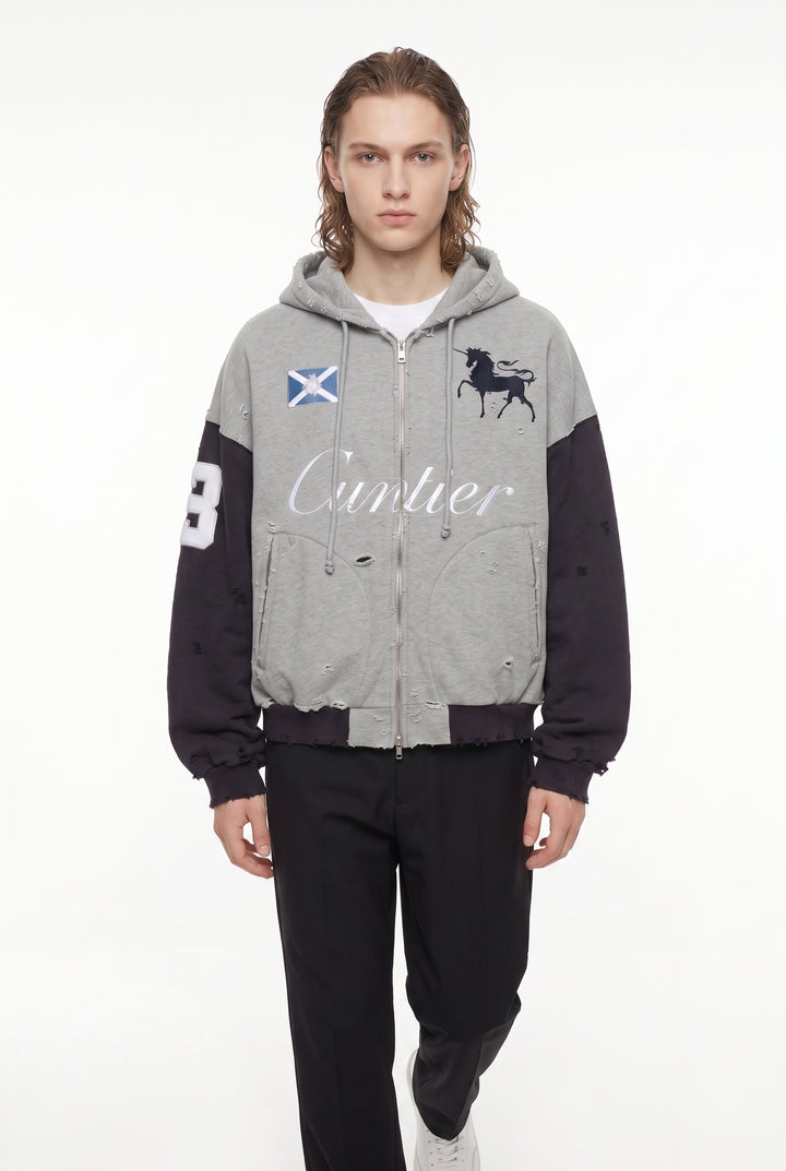 Distressed Zip Hoodie na2830