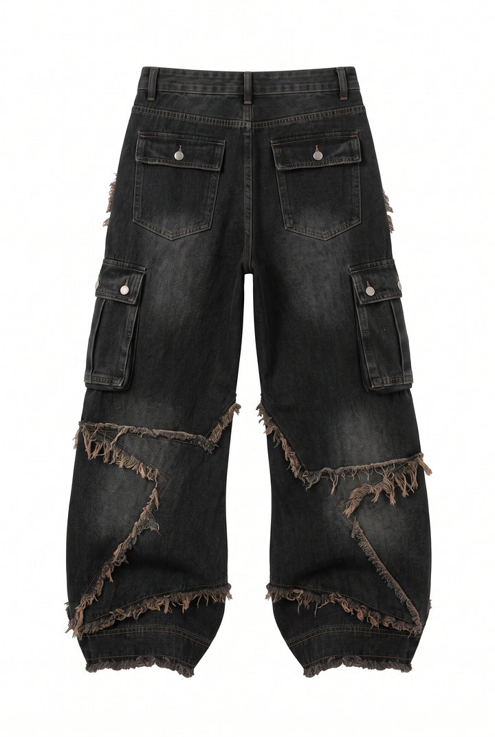 Fringed Cargo Jeans na2795