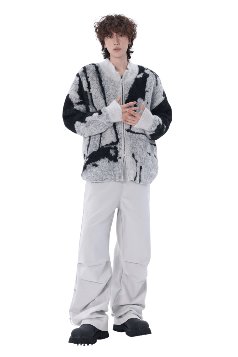 Abstract Pattern Zip Knit Cardigan na2403