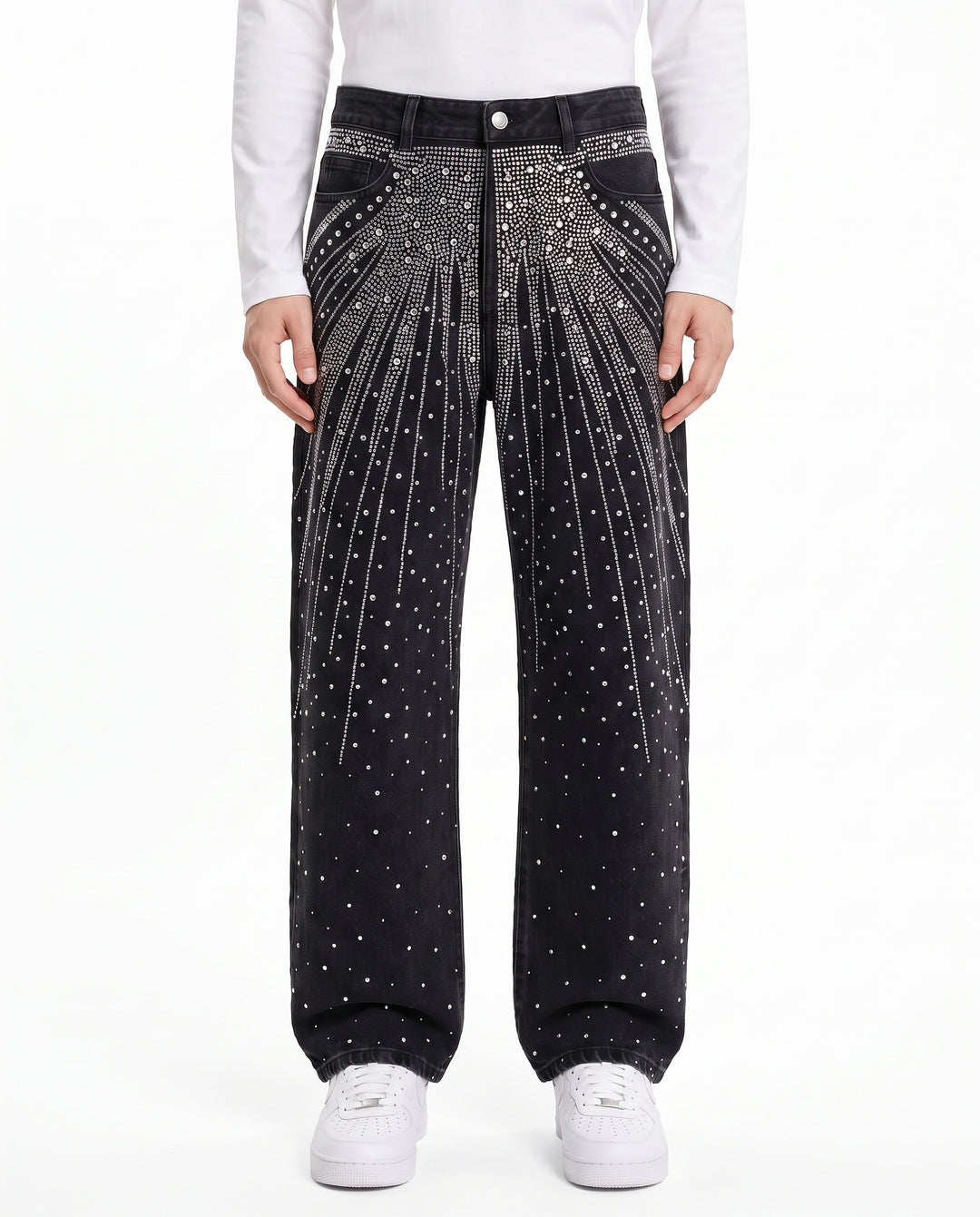 Rhinestone Denim Pants na3198
