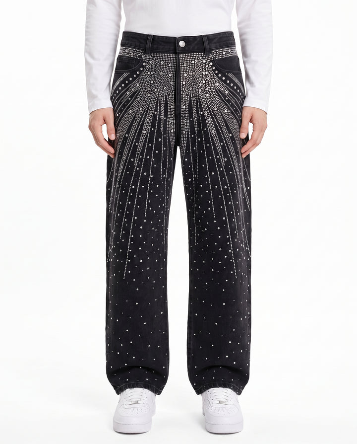 Rhinestone Denim Pants na3198